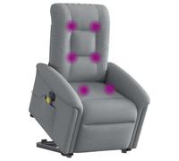 vidaXL Sillón de Masaje eléctrico reclinable elevable Tela Gris Claro