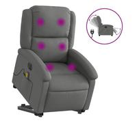 Vidaxl sillón de masaje eléctrico reclinable elevable tela gris oscuro