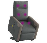 vidaXL Sillón de Masaje eléctrico reclinable elevable Tela Gris Oscuro