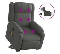 Vidaxl sillón de masaje eléctrico reclinable elevable tela gris oscuro