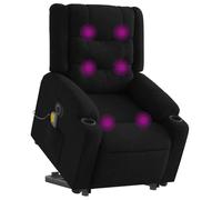 vidaXL Sillón de Masaje Eléctrico Reclinable Elevable, Silla con Respaldo Reposabrazos, Sillón de Relax Descanso, Asiento Ajustable, Tela Negro