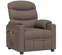 vidaXL Sillón de Masaje Eléctrico Mueble Individual Silla Salón Dormitorio Butaca Asiento Ajustable Reposapiés Respaldo Tela Gris Taupe