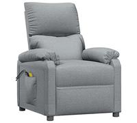 vidaXL Sillón de Masaje Eléctrico y Reclinable Ajustable Reposapiés Silla Asiento Salón Oficina Mueble Elevable Ergonómico Tela Gris Claro
