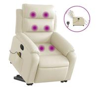 Vidaxl sillón de masaje elevable eléctrico cuero sintético crema