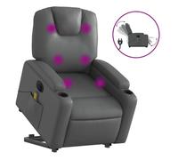 Vidaxl sillón de masaje elevable eléctrico cuero sintético gris