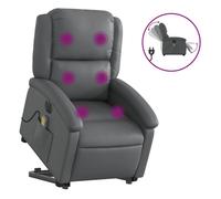 Vidaxl sillón de masaje elevable eléctrico cuero sintético gris