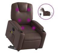 Vidaxl sillón de masaje elevable eléctrico cuero sintético marrón