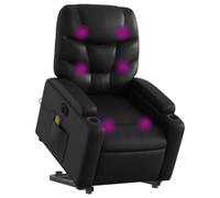 vidaXL Sillón de masaje elevable eléctrico – Respaldo y reposabrazos, asiento ajustable – Cuero sintético negro