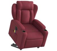 vidaXL Sillón de Masaje Elevable Eléctrico, Silla con Respaldo Reposabrazos, Sillón de Relax Descanso, Asiento Ajustable, Tela Rojo Tinto