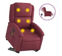 Vidaxl sillón de masaje elevable eléctrico tela rojo tinto