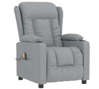 vidaXL Sillón de Masaje Reclinable Ajustable Reposapiés Silla Sofá Asiento Butaca Sala de Estar Salón Oficina Mueble Ergonómico de Tela Gris Claro