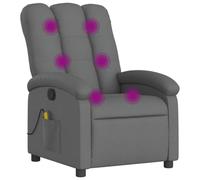 vidaXL Sillón de Masaje Reclinable, Asiento con Reposabrazos Respaldo, Sillón de Descanso Televisión, Sillón para Salón Oficina, Tela Gris Oscuro