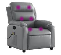 Vidaxl sillón de masaje reclinable cuero sintético gris
