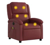 Sillón de masaje reclinable cuero sintético rojo tinto