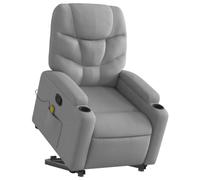 vidaXL Sillón de Masaje Reclinable de Pie, Silla con Respaldo Reposabrazos, Sillón de Relax Descanso, Asiento Ajustable, Tela Gris Claro