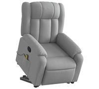 vidaXL Sillón de Masaje Reclinable de Pie, Silla con Respaldo, Sillón Orejero Ajustable, Asiento para Personas Mayores, Tela Gris Claro