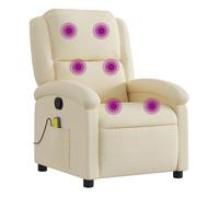 Vidaxl sillón de masaje reclinable de tela crema