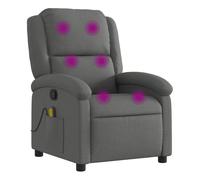 Vidaxl sillón de masaje reclinable de tela gris oscuro