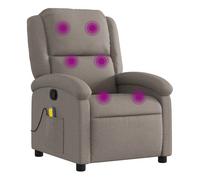 Vidaxl sillón de masaje reclinable de tela gris taupé