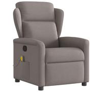 vidaXL Sillón de masaje reclinable de tela gris taupé