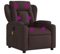 vidaXL Sillón de Masaje Reclinable, Silla con Respaldo Reposabrazos, Sillón de Televisión Relax Descanso, Asiento para Salón Hogar, Tela Marrón Oscuro