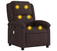 vidaXL Sillón de Masaje Reclinable, Silla con Respaldo Reposabrazos, Sillón de Televisión Relax Descanso, Asiento para Salón Hogar, Tela Marrón Oscuro