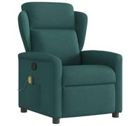 vidaXL Sillón de masaje reclinable de tela verde oscuro