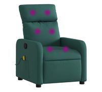 vidaXL Sillón de Masaje Reclinable, Silla con Respaldo Reposabrazos, Butaca de Relax Descanso TV, Asiento Ajustable para Casa, Tela Verde Oscuro