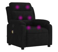 vidaXL Sillón de Masaje Reclinable sin Adaptador de Corriente, Silla con Respaldo Reposabrazos, Butaca de Relax Descanso TV, Asiento Ajustable para Casa, Terciopelo Negro
