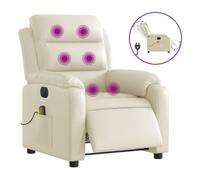 Vidaxl sillón de masaje reclinable eléctrico cuero sintético crema