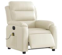 vidaXL Sillón de Masaje reclinable eléctrico Cuero sintético Crema