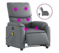 Vidaxl sillón de masaje reclinable eléctrico cuero sintético gris