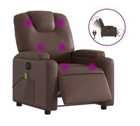 Vidaxl sillón de masaje reclinable eléctrico cuero sintético marrón