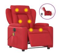 Vidaxl sillón de masaje reclinable eléctrico de cuero artificial rojo