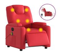 Vidaxl sillón de masaje reclinable eléctrico de cuero artificial rojo