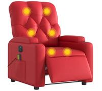 Vidaxl sillón de masaje reclinable eléctrico de cuero artificial rojo