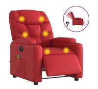 Vidaxl sillón de masaje reclinable eléctrico de cuero artificial rojo