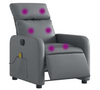 vidaXL Sillón de Masaje Reclinable Eléctrico, Silla con Respaldo Reposabrazos, Sillón de Relax Descanso, Asiento Ajustable, Cuero Sintético Gris