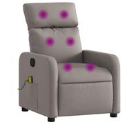 vidaXL Sillón de Masaje Reclinable, Silla con Respaldo Reposabrazos, Butaca de Relax Descanso TV, Asiento Ajustable para Casa, Tela Gris Taupe