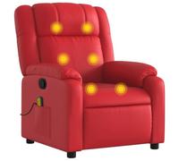 vidaXL Sillón de Masaje Reclinable, Silla con Respaldo Reposabrazos, Butaca de Relax Descanso TV, Asiento para Casa, Cuero Sintético Rojo