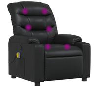 vidaXL Sillón de Masaje Reclinable, Silla con Respaldo Reposabrazos, Butaca de Relax Descanso TV, Asiento para Casa, Cuero Sintético Negro