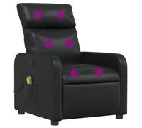 vidaXL Sillón de Masaje Reclinable, Silla con Respaldo Reposabrazos, Butaca de Relax Descanso TV, Asiento para Casa, Cuero Sintético Negro