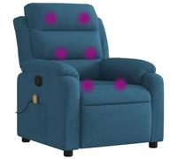 vidaXL Sillón de Masaje Reclinable, Silla con Respaldo Reposabrazos, Butaca de Relax Descanso TV, Asiento Ajustable para Casa, Terciopelo Azul