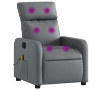 vidaXL Sillón de Masaje Reclinable, Silla con Respaldo Reposabrazos, Butaca de Relax Descanso TV, Asiento para Casa, Cuero Sintético Gris