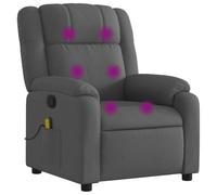 vidaXL Sillón de Masaje Reclinable, Silla con Respaldo Reposabrazos, Butaca de Relax Descanso TV, Asiento Ajustable para Casa, Tela Gris Oscuro