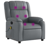 vidaXL Sillón de Masaje Reclinable, Silla con Respaldo Reposabrazos, Butaca de Relax Descanso TV, Asiento para Casa, Cuero Sintético Gris