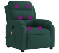 vidaXL Sillón de Masaje Reclinable, Silla con Respaldo Reposabrazos, Butaca de Relax Descanso TV, Asiento Ajustable para Casa, Terciopelo Verde Oscuro