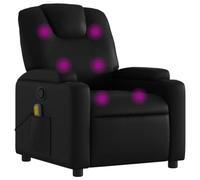 vidaXL Sillón de masaje reclinable, con respaldo y reposabrazos, cuero sintético negro
