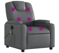 vidaXL Sillón de Masaje Reclinable, Silla con Respaldo Reposabrazos, Sillón de Televisión Descanso, Asiento para Salón, Cuero Sintético Gris