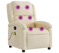 vidaXL Sillón de Masaje Reclinable, Silla con Respaldo Reposabrazos, Sillón de Televisión Relax Descanso, Asiento para Salón Hogar, Tela Crema